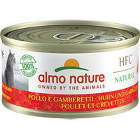 Produktbild von Almo Nature HFC Natural Katzenfutter Nass Huhn und Garnelen Stückchen in Sauce Adult 24 x 70 g - 24 x 70 g