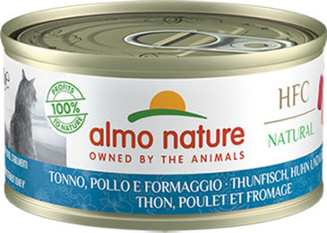 Almo Nature HFC Natural Katzenfutter Nass Thunfisch Huhn und Käse Stückchen in Sauce 24 x 70 g - 24 x 70 g – Bild 1 von 7
