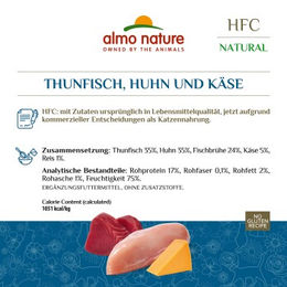 Almo Nature HFC Natural Katzenfutter Stückchen in Sauce mit Thunfisch, Huhn und Käse, glutenfrei, 24 x 70 g - 24 x 70 g – Bild 1 von 2