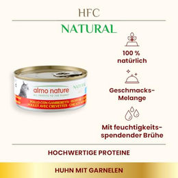 Almo Nature HFC Natural Nassfutter für erwachsene Katzen Huhn und Garnele Stückchen in Sauce glutenfrei 24 x 150 g - 24 x 150 g – Bild 1 von 5