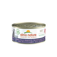 Produktbild von Almo Nature HFC Natural Nassfutter für erwachsene Katzen mit Thunfisch, Hähnchen und Schinken 24x150g - 24 x 150 g