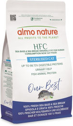 Almo Nature HFC Our Best Trockenfutter für erwachsene sterilisierte Katzen Wolfsbarsch und Seebrasse 1,2 kg – Bild 1 von 3