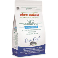 Produktbild von Almo Nature HFC Our Best Trockenfutter für erwachsene sterilisierte Katzen Wolfsbarsch und Seebrasse 1,2 kg