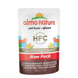 Produktbild von Almo Nature HFC RAW PACK Katzen Nassfutter Hühnerfilet und Schinken Stückchen in Sauce für Adult 24 x 55 g - 24 x 55 g