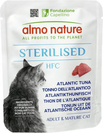 Produktbild von Almo Nature HFC Sterilised Nassfutter für Katzen Adult Atlantikthunfisch Stückchen in Sauce 24 x 50 g - 24 x 50 g