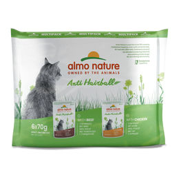 Produktbild von Almo Nature Holistic Anti Hairball Katzen Nassfutter Rind und Huhn Adult 12x70g