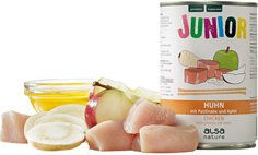 Produktbild von Almo Nature Junior Hundefutter Nass Huhn mit Pastinake und Apfel Getreidefrei 400 g - 400 g
