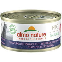 Produktbild von Almo Nature Natural Katzenfutter Thunfisch Huhn und Schinken 24x70 g
