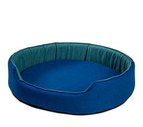 alpha mat Hundebett Discovery Rund für kleine Hunde aus Wolle in Grün und Blau 68x60x16 cm – Bild 1 von 7