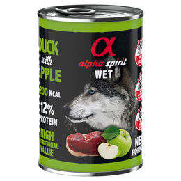 Produktbild von alpha spirit Hundefutter Ente mit grünem Apfel getreidefrei und glutenfrei Adult 6 x 400 g - 6 x 400 g