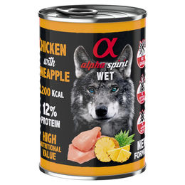 Produktbild von Alpha Spirit Hundefutter Huhn mit Ananas Adult Getreidefrei Hypoallergen Monoprotein 6 x 400 g - 6 x 400 g