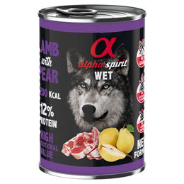 Produktbild von alpha spirit Hundefutter Lamm mit Birne Getreidefrei Hypoallergen Monoprotein Adult 6 x 400 g - 6 x 400 g