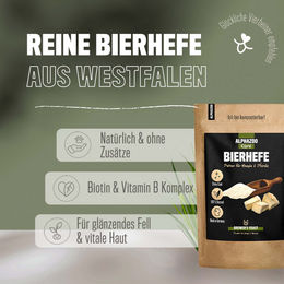 ALPHAZOO Bierhefe Pulver für Hunde und Katzen zur Unterstützung von Haut, Fell und Immunsystem 500g – Bild 1 von 3