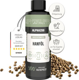 alphazoo Hanföl für Hunde 100ml vegan ohne Farb- und Aromastoffe zur Unterstützung von Haut und Fell – Bild 1 von 6