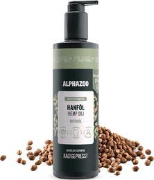 Produktbild von Alphazoo Hanföl für Hunde zur Unterstützung von Haut und Fell, kaltgepresst, 500ml