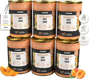 alphazoo Hund Nassfutter Ente Huhn für Junior Hunde getreidefrei 6 x 400g – Bild 1 von 7