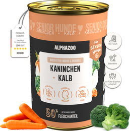 Produktbild von alphazoo Hund Nassfutter Kaninchen und Kalb für Senior getreidefrei 400g