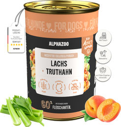 Produktbild von alphazoo Hund Nassfutter Lachs und Truthahn für Adult Hunde getreidefrei 400g