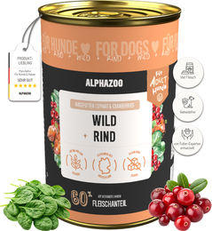 Produktbild von alphazoo Hund Nassfutter Wild und Rind für Adult Getreidefrei 400g