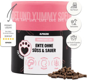 alphazoo Hundesnack Ente Ohne Süß-Sauer 65g getreidefrei ohne Farb- und Aromastoffe - 65 g – Bild 1 von 10