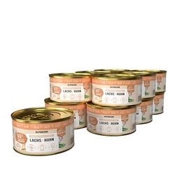 alphazoo Katzenfutter Lachs und Huhn getreidefrei und ohne Zucker 12x200g – Bild 1 von 3