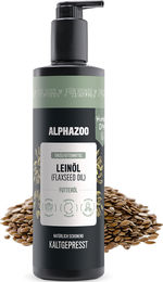Produktbild von Alphazoo Leinöl für Hunde als Haut-Fell-Supplement kaltgepresst 500ml