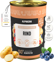 Produktbild von Alphazoo Monoprotein Rind Nassfutter für Hunde getreidefrei und sensitive 400g - 400 g
