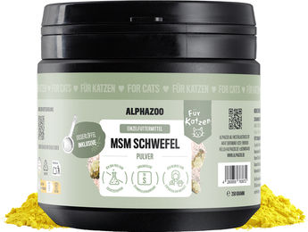 Produktbild von alphazoo MSM Pulver für Katzen zur Unterstützung von Gelenken sowie Haut und Fell 250g