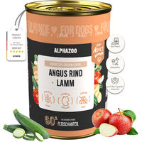 Produktbild von Alphazoo Nassfutter Angus Rind und Lamm für adulte Hunde Stückchen in Sauce getreidefrei 400g