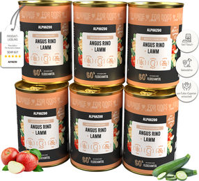 alphazoo Nassfutter für Hunde Adult Angus Rind und Lamm Stückchen in Sauce getreidefrei 6 x 400g – Bild 1 von 5
