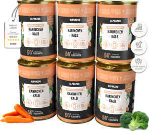 alphazoo Nassfutter für Senior Hunde mit Kaninchen und Kalb getreidefrei 6 x 400g – Bild 1 von 6