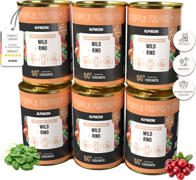 alphazoo Nassfutter Hund Wild + Rind Adult Stückchen in Sauce getreidefrei 6 x 400g – Bild 1 von 7