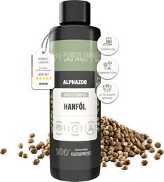 Alphazoo Premium Hanföl für Hunde zur Unterstützung von Haut und Fell, vegan und kaltgepresst, 250ml - 250 ml – Bild 1 von 4