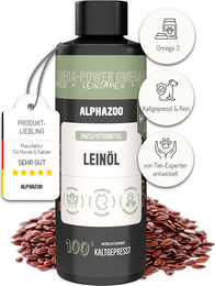 alphazoo Premium Leinöl für Hunde 100ml kaltgepresst zur Unterstützung von Haut, Fell und Verdauung – Bild 1 von 8