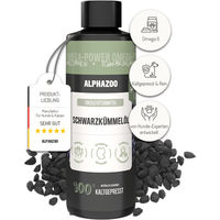 Produktbild von alphazoo Premium Schwarzkümmelöl für Hunde 100ml – Kaltgepresstes veganes Futteröl für Haut, Fell und Immunsystem
