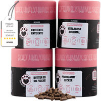 Produktbild von alphazoo Probierset Katzen Leckerli Bundle mit 4 Sorten Ente, Pferd, Seelachs, Forelle, Lachs und Huhn ohne Zucker und Getreide - 4 x 65 g