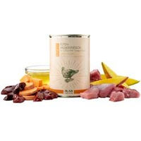 Produktbild von alsa-nature FINEST Hundefutter Nassfutter Pute mit Süßkartoffel Mango und Leinöl Monoprotein Stückchen in Sauce 12 x 400 g - 12 x 400 g