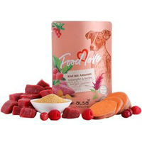 Produktbild von alsa-nature FOODLOVE Hundefutter Nass mit Rind, Amarant, Süßkartoffel & Beeren, Stückchen in Sauce, glutenfrei, 120 x 300 g - 120 x 300 g