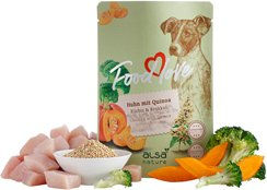 Produktbild von alsa-nature FOODLOVE Hundefutter Nassfutter Huhn mit Quinoa, Kürbis & Brokkoli, Stückchen in Sauce, glutenfrei, 120 x 300 g - 6 x 300 g