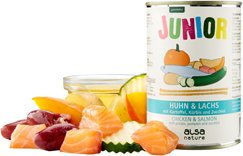 Produktbild von alsa-nature Junior Hundefutter Nass Huhn & Lachs mit Kartoffel, Kürbis & Zucchini, getreidefrei und glutenfrei, 6 x 400 g - 6 x 400 g