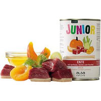 Produktbild von alsa-nature Junior Hundefutter Nassfutter Ente mit Aprikose Kürbis und Fenchel 400 g getreidefrei und glutenfrei - 400 g