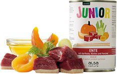 Produktbild von alsa-nature Junior Hundefutter Nassfutter Ente mit Aprikose Kürbis und Fenchel Getreidefrei und Glutenfrei 6 x 400 g - 6 x 400 g