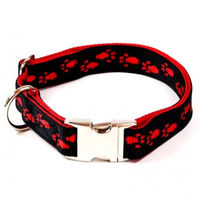 Produktbild von Alu-Max Hundehalsband aus Polyamid Schwarz mit roten Pfötchen wasserabweisend 45-70cm