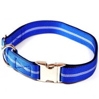 Produktbild von Alu-Max Hundehalsband aus Soft Nylon in Blau mit Streifen mit Zugentlastung 55-90cm 25mm
