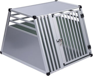 Produktbild von AluRide Autohundebox aus Aluminium in Größe L B 80 x T 92 x H 65 cm grau silber
