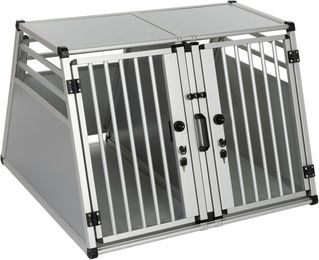 Produktbild von AluRide Doppelbox Autohundebox aus Aluminium Größe XL Grau Silber B 97 x T 92 x H 68 cm