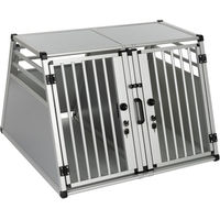Produktbild von AluRide Doppelbox Autohundebox aus Aluminium Größe XL Grau Silber B 97 x T 92 x H 68 cm