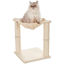 Amazon Basics Katzen-Kratzbaum mit Haus, Hängematte und Bett aus Plüsch, Beige, 41 x 51 x 41 cm – Bild 1 von 2