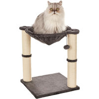 Produktbild von Amazon Basics Katzen-Kratzbaum mit Haus, Hängematte und Bett aus Plüsch, Grau, 41 x 51 x 41 cm