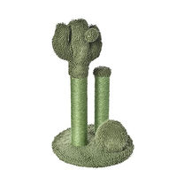 Produktbild von Amazon Basics Kratzbaum für Hauskatzen in Kaktus-Optik mit 3 Sisal-Stämmen, grün, 68 cm